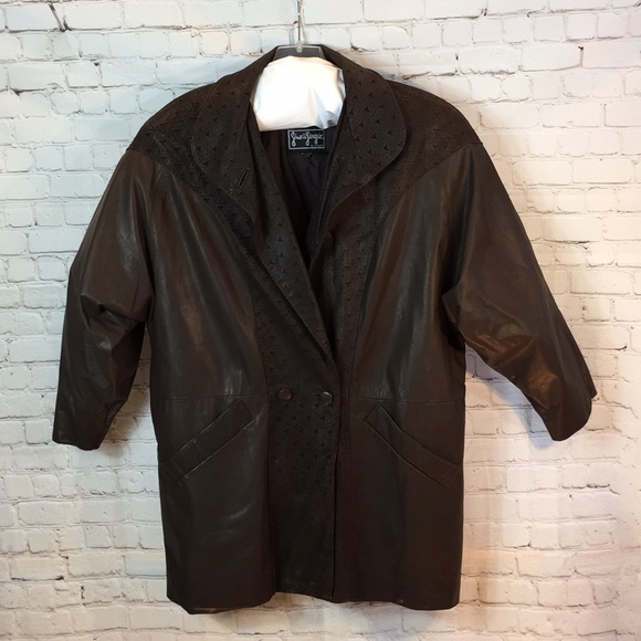 Brown embossed leather removable lining - Picture 1 of 8